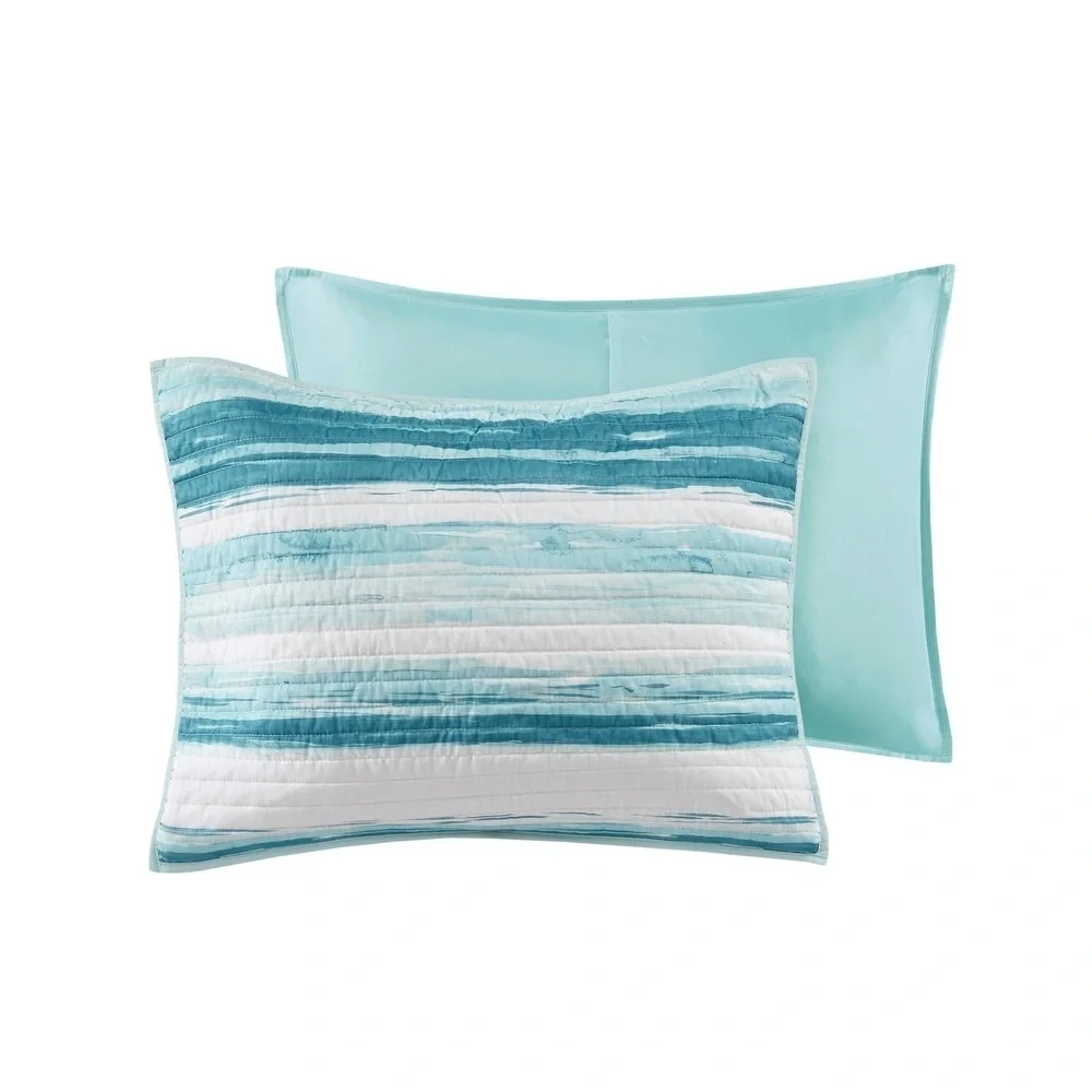 Madison Park Coastal Anchorage 6 Piece Printed Quilt Set with Throw Pillows